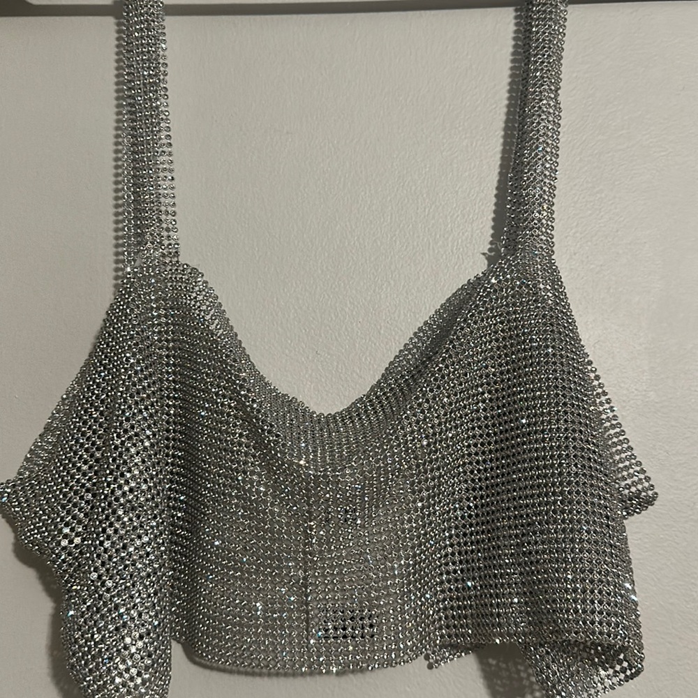 NWT Rhinestone Crop Top